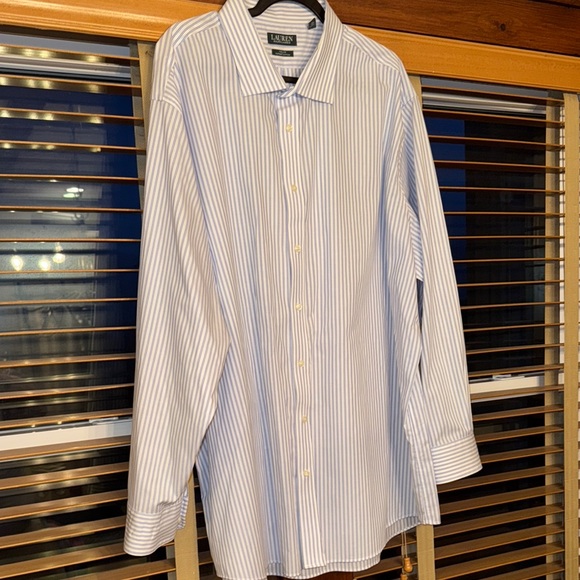 Lauren Ralph Lauren Blue and White Striped Dress Shirt - Picture 3 of 7